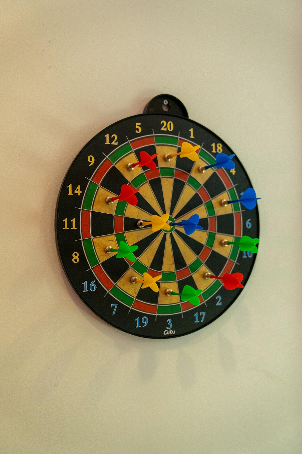 Dartboard on wall