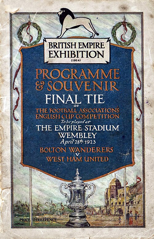 The printed match programme for the 1923 FA Cup final at the Empire Stadium