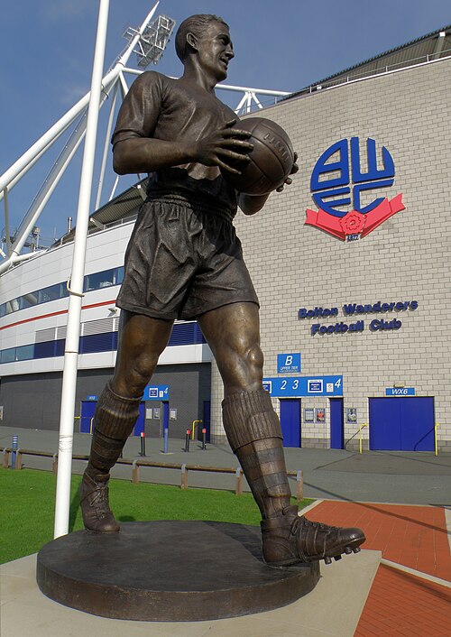 The Nat Lofthouse statue outside Bolton Wanderers' stadium