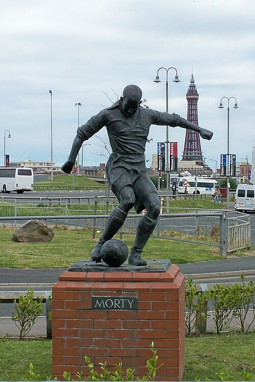 The Stan Mortensen statue outside Bloomfield Road, Blackpool