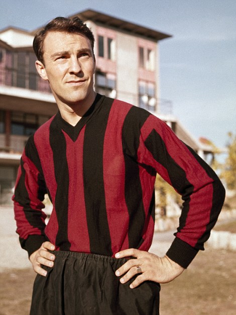 Jimmy Greaves in an AC Milan shirt