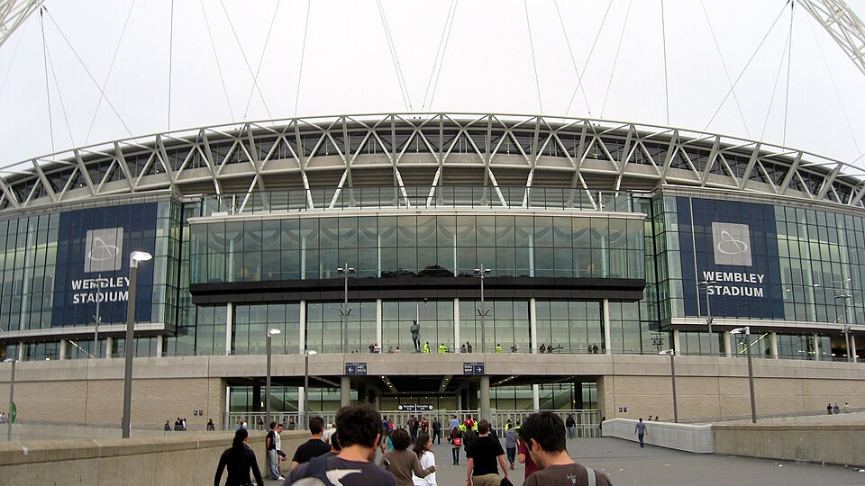 The statue of Bobby Moore outside Wembley Stadium