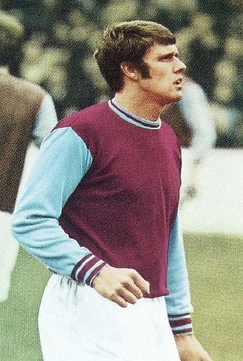 Portrait of Geoff Hurst in a West Ham United shirt