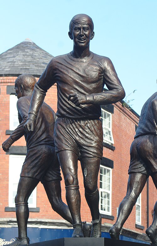 The Holy Trinity statue at Goodison Park showing Howard Kendall
