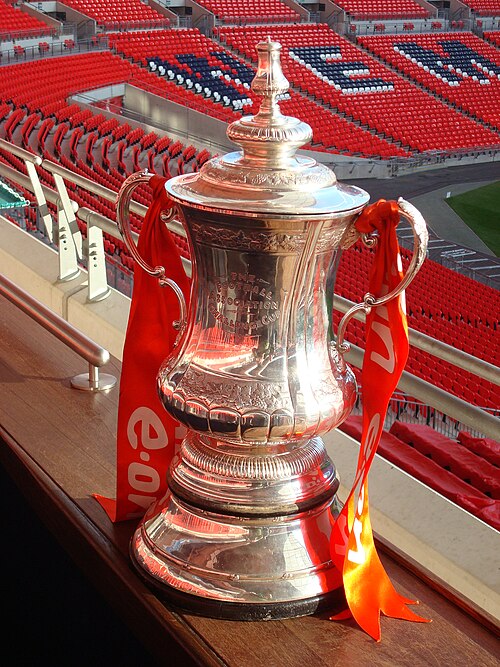 The FA Cup trophy on display