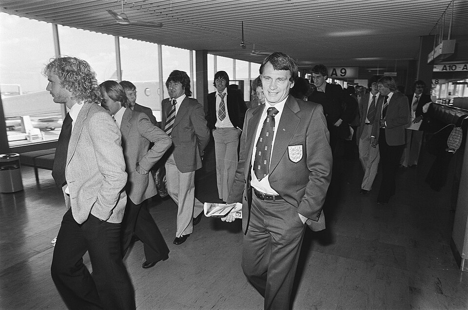 Bobby Robson at Schiphol Airport in September 1978