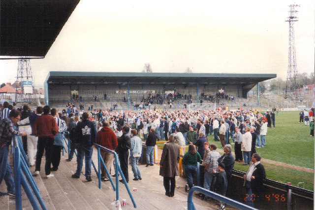 Supporters inside Brighton's former Goldstone Ground