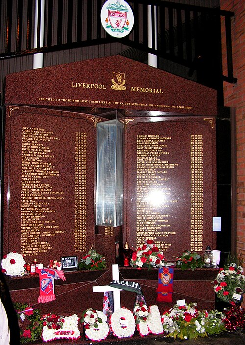 The Hillsborough memorial at Anfield
