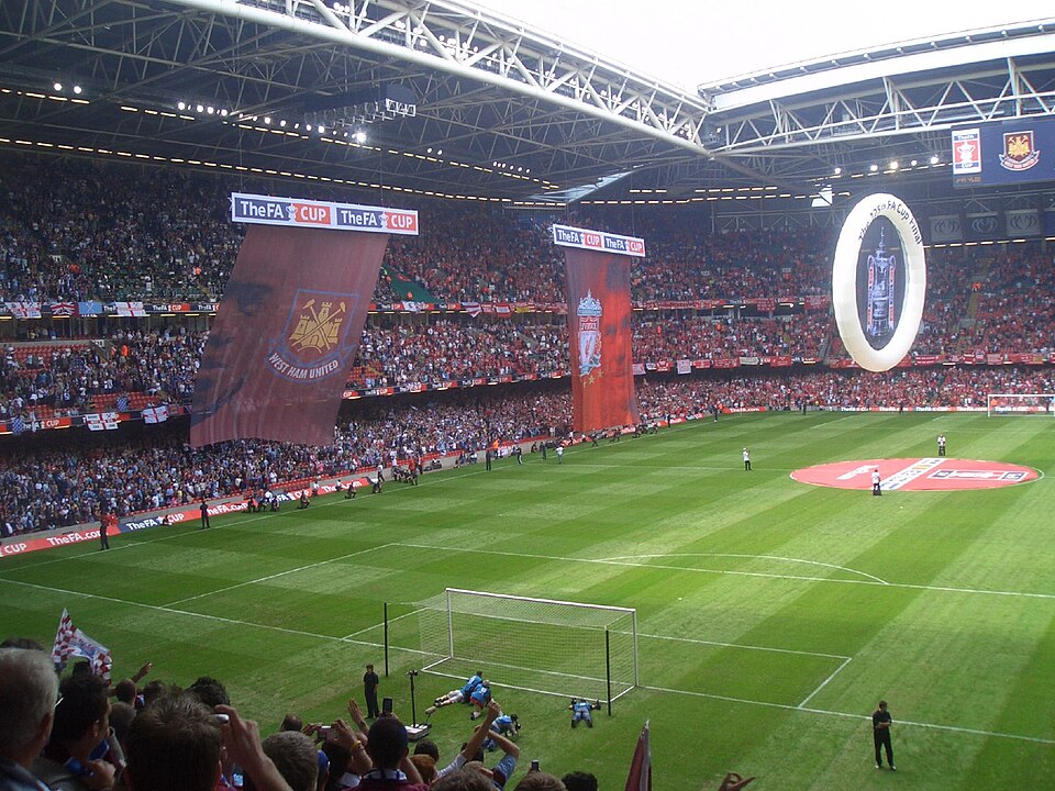 The Millennium Stadium pitch before kick-off at the 2006 FA Cup final