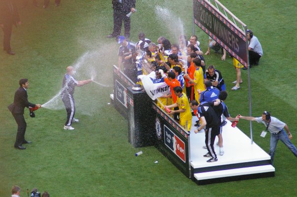 Celebrations on the pitch at the 2009 FA Cup Final