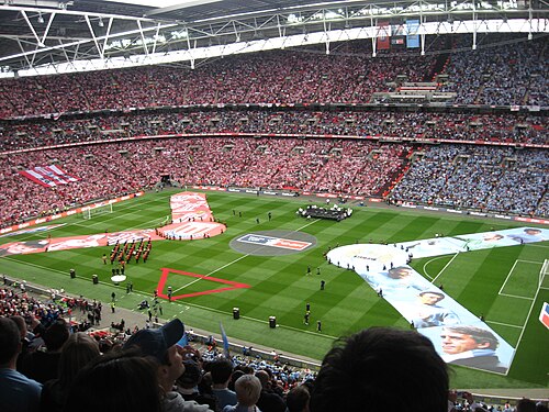 The pre-match rendition of Abide with Me on the Wembley pitch