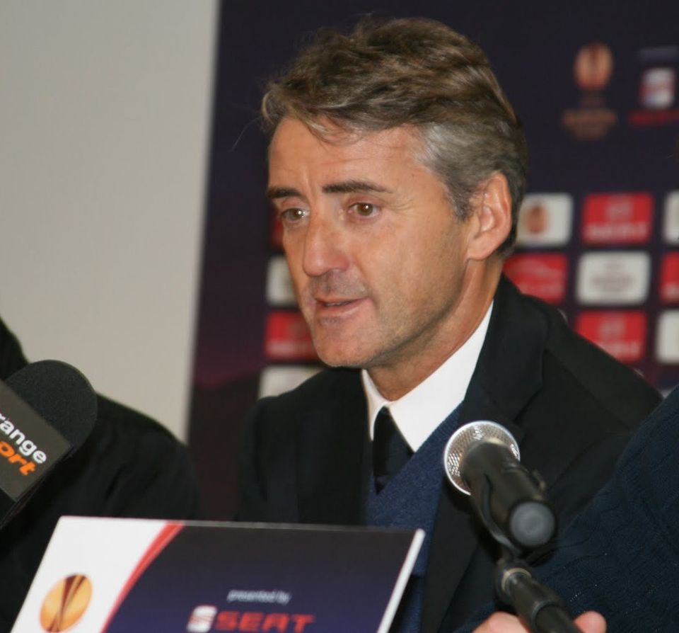 Roberto Mancini at a press conference