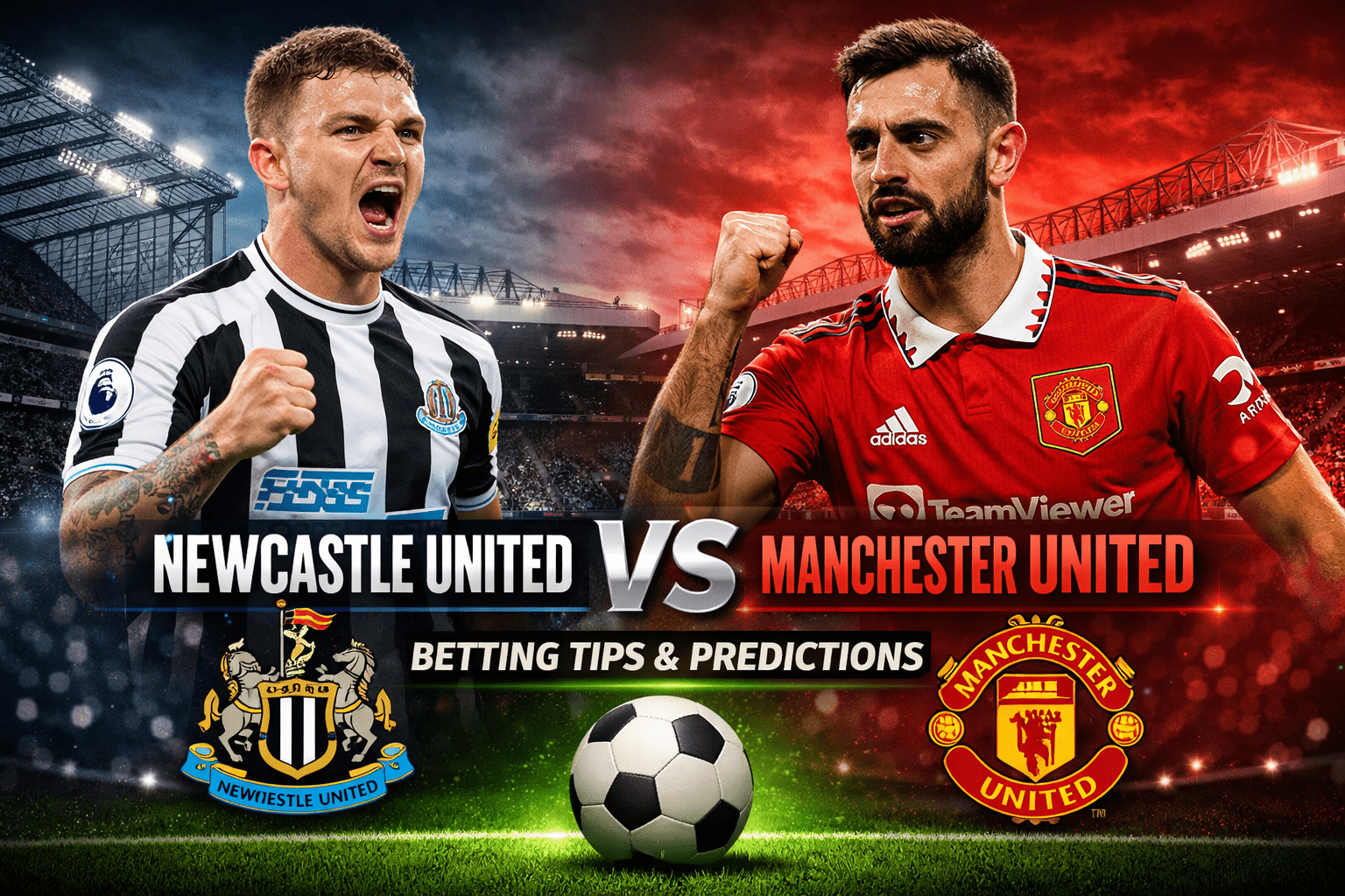 Football match between Newcastle and Manchester