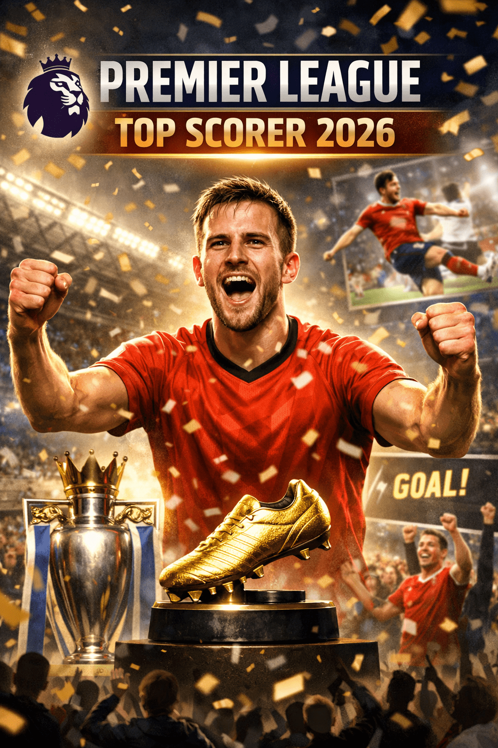 Footballer celebrating Premier League achievement